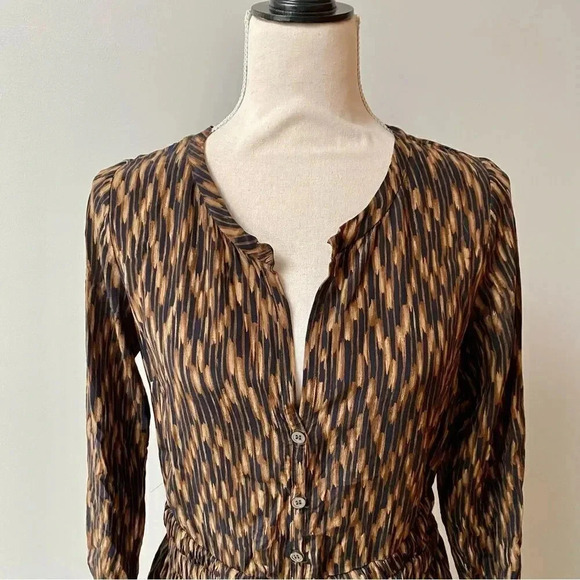 Elizabeth & James Paulina 100% Silk Abstract Print Shirt Dress Size 4 - Picture 2 of 13